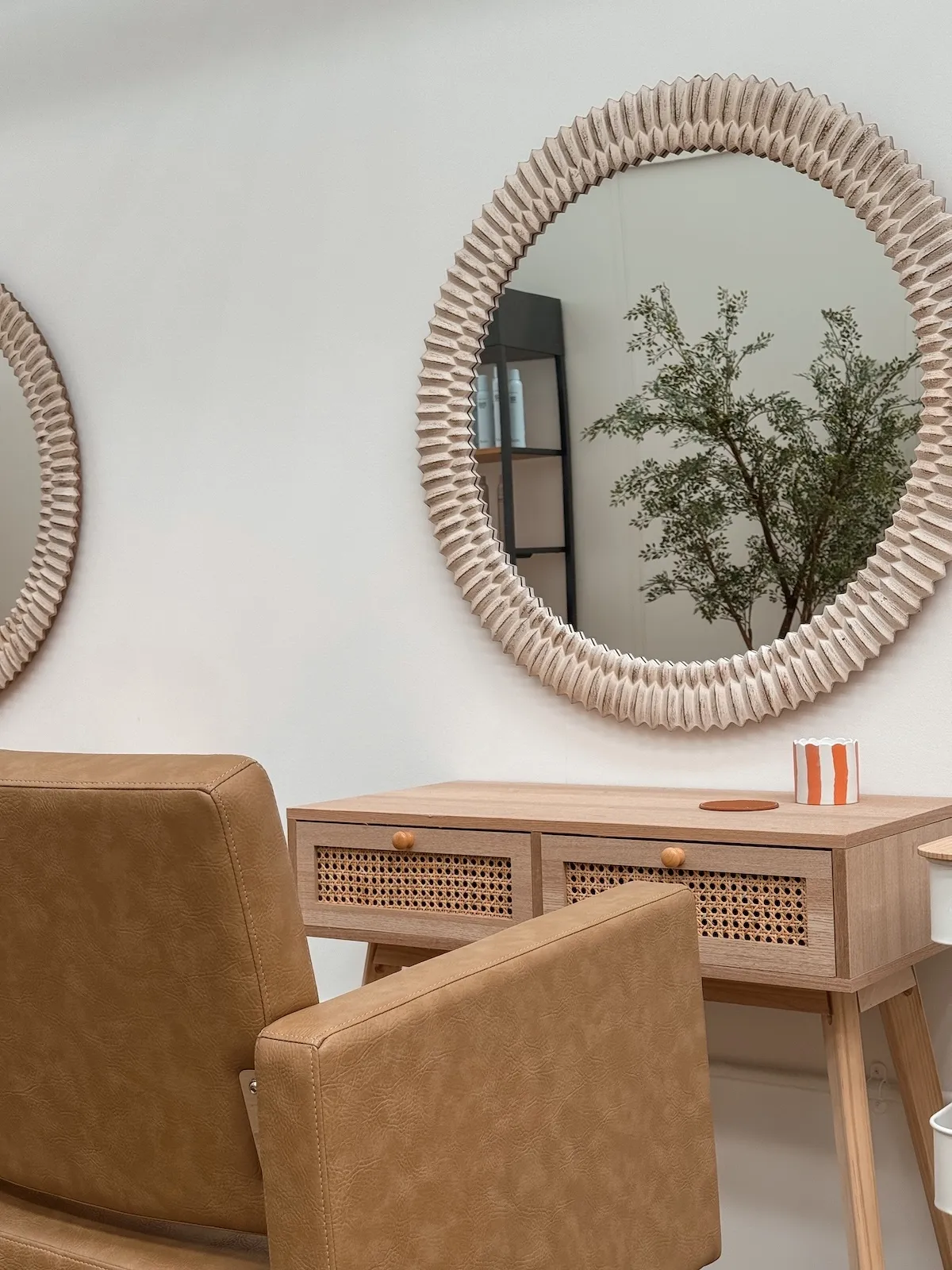Salon mirror and styling station