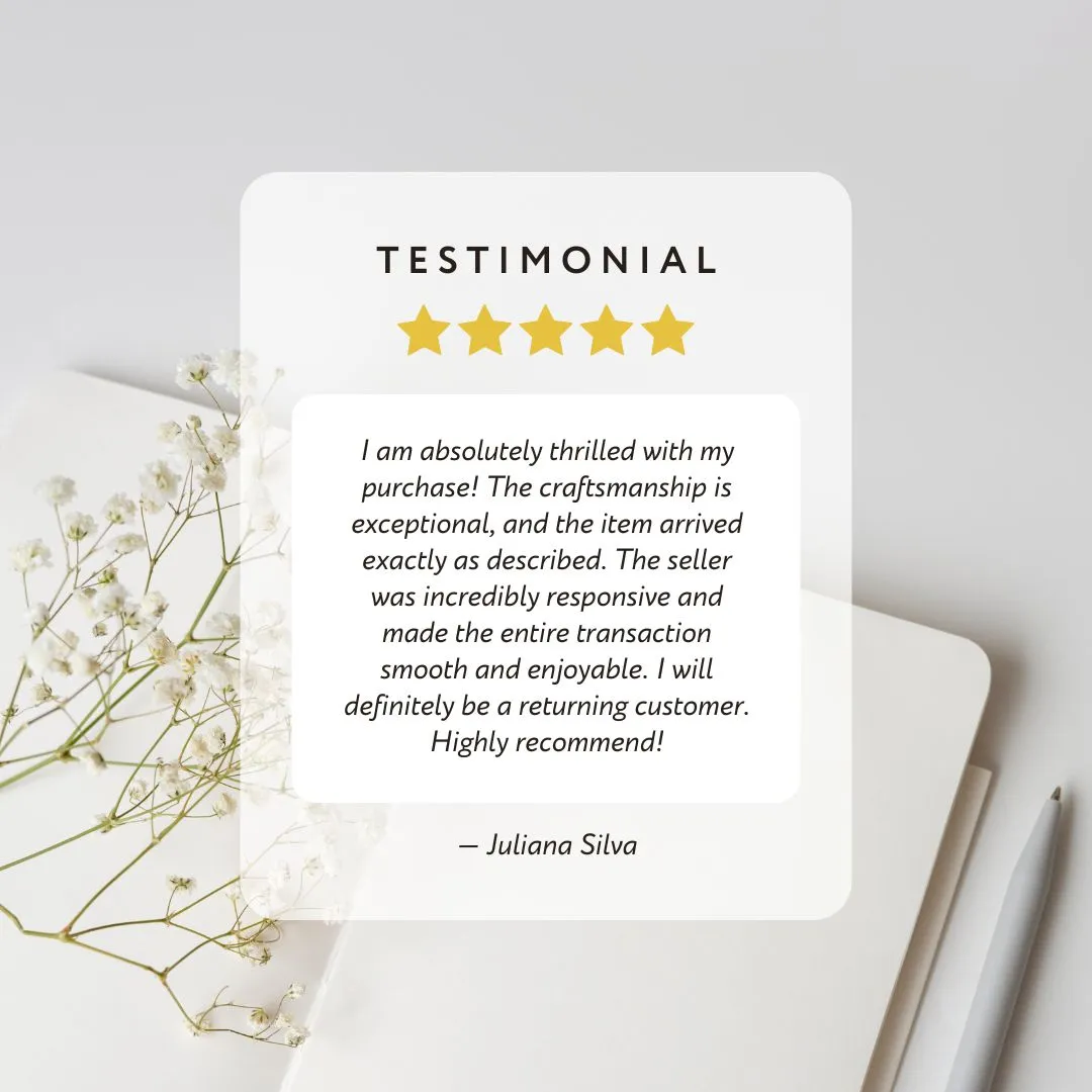 an example testimonial template from a Etsy customer