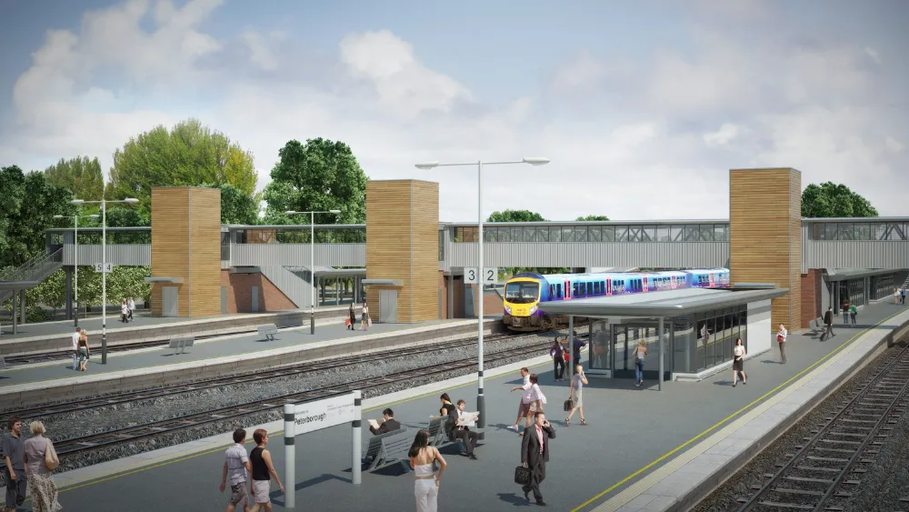 a train leaving peterborough train station