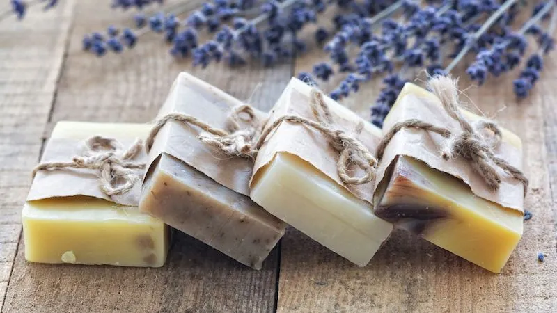 a professional photograph of handmade soap